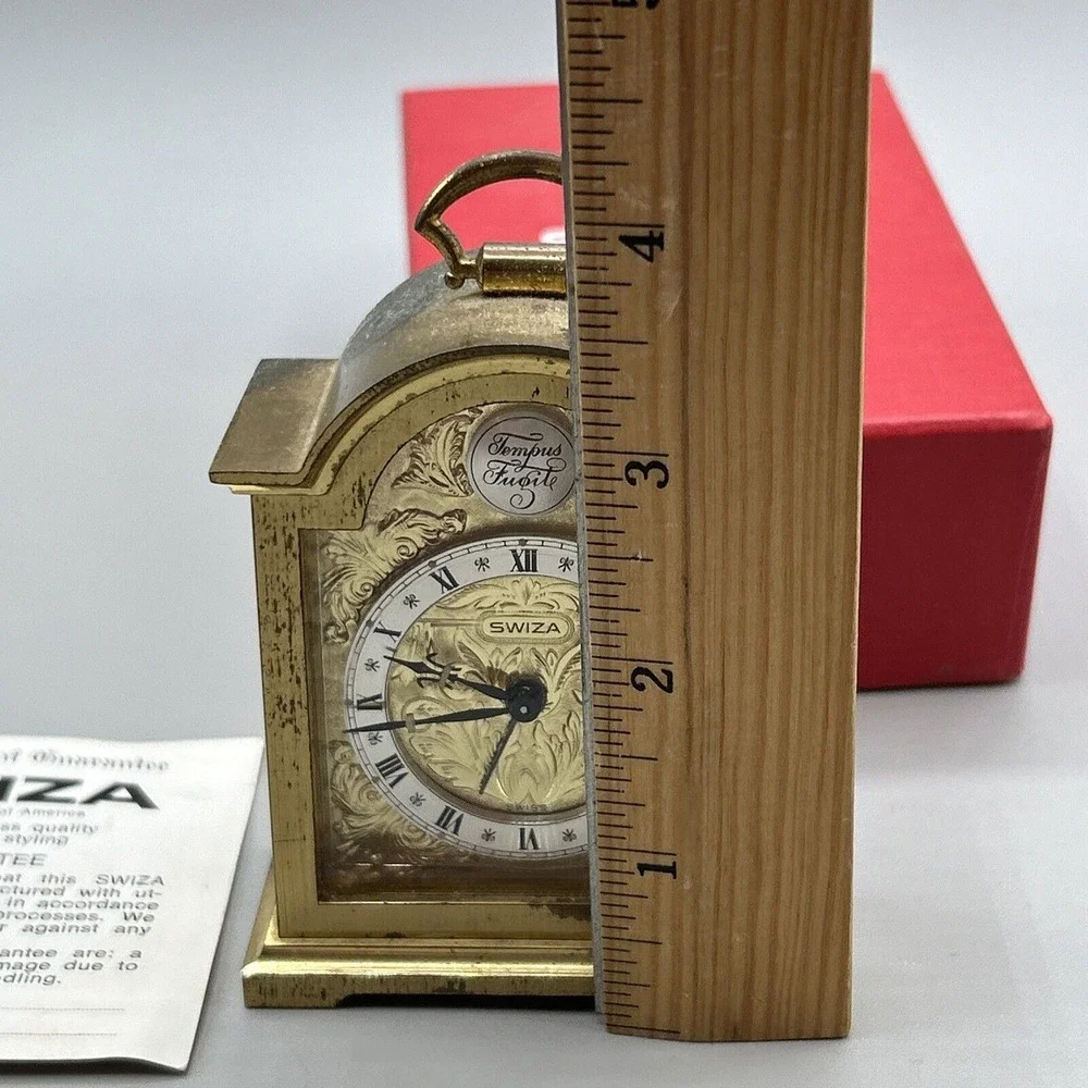Swiss Made Swiza Sheffield Alarm Clock Vintage‎ NAME OF CLOCK TEMPUS FUGIT